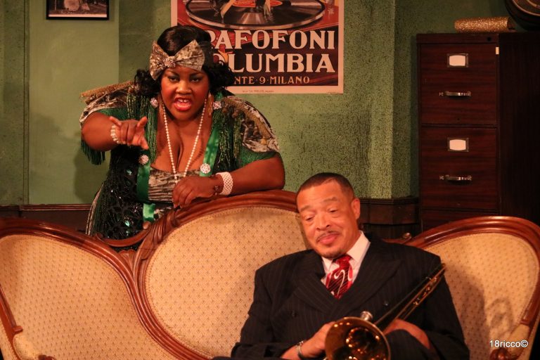 Vanessa German as Ma Rainey, Chuck Timbers as Cutler. Photo by Ricco Martello.